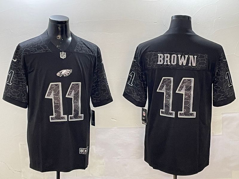 Men Philadelphia Eagles #11 Brown Black 2025 Nike Vapor Limited NFL Jersey style 1